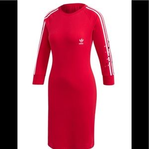 Adidas Originals Hearts L/S 3-Stripes Dress Red XL